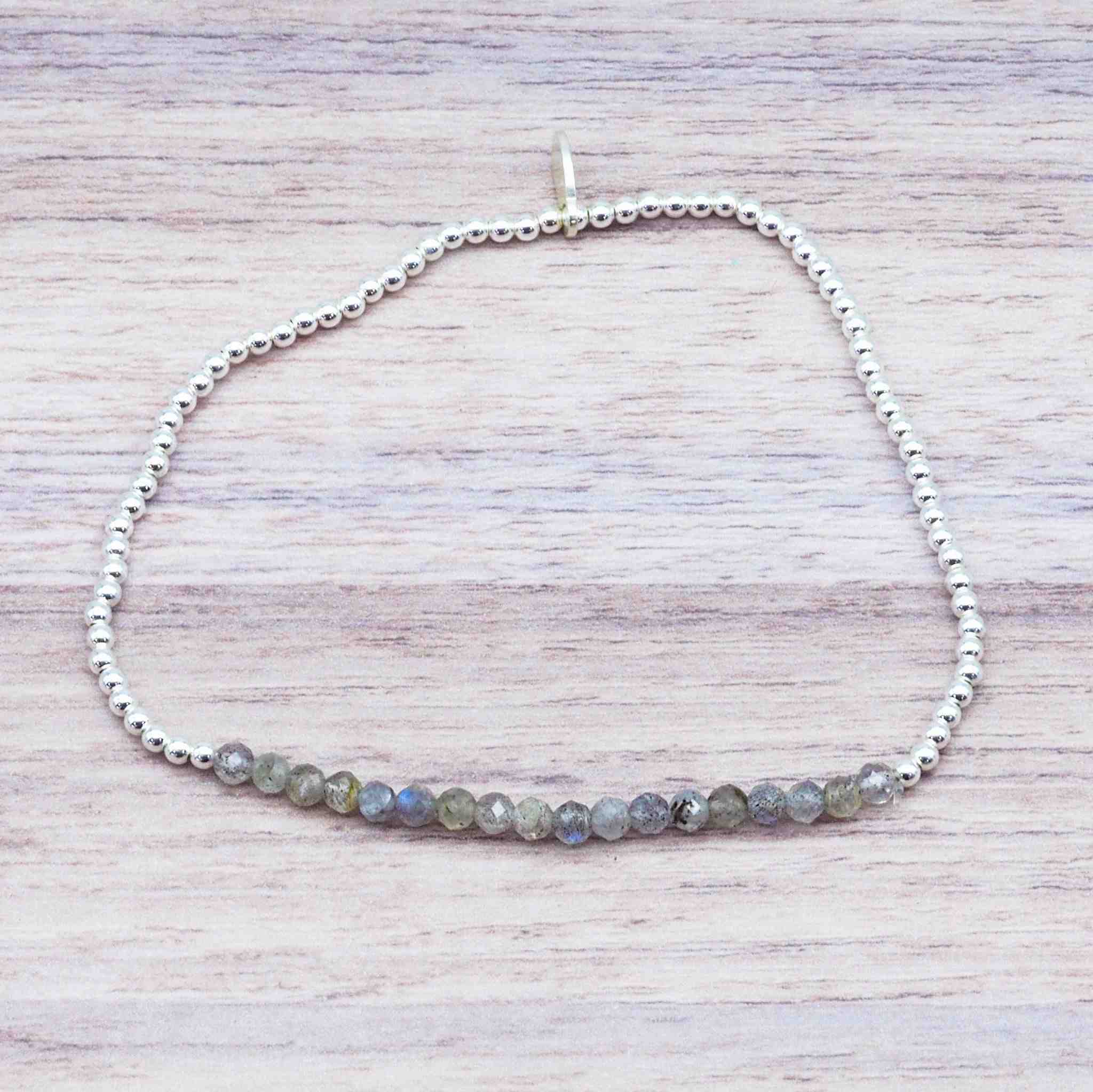 sterling silver Labradorite beaded Bracelet