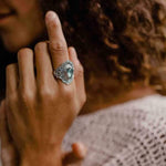 Labradorite Flower Ring - womens jewellery by indie and harper