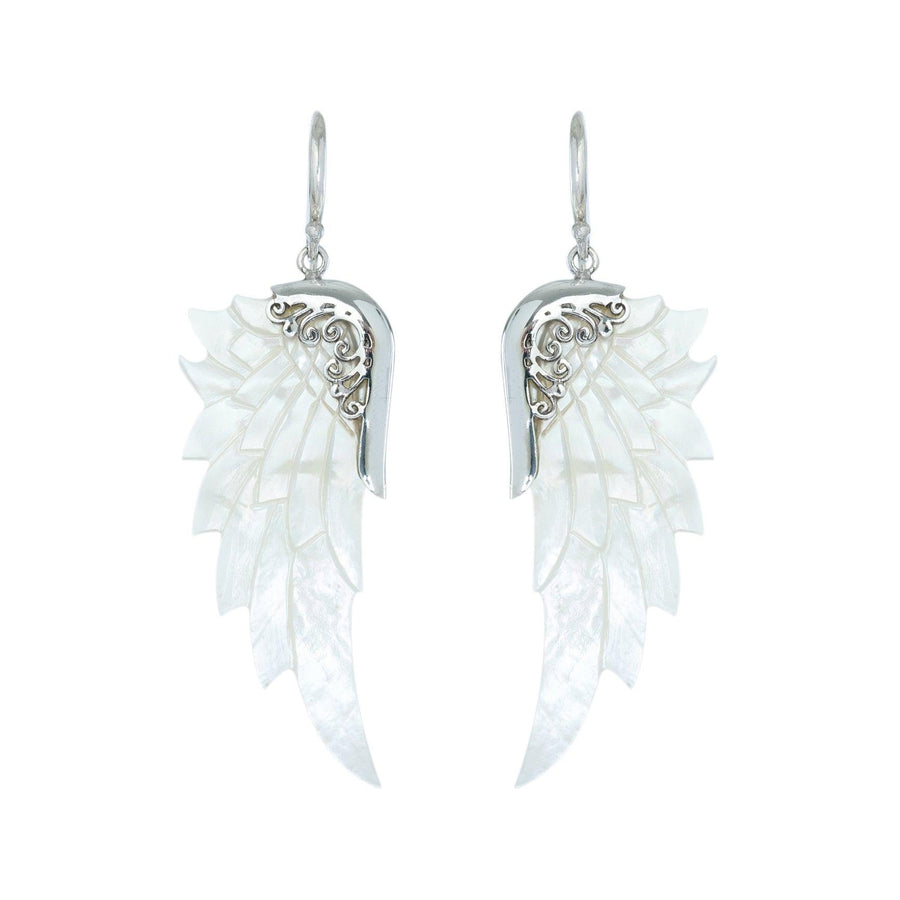 Lalimalu Snow White Silver Angel Wing Earrings - womens jewellery by indie and harper