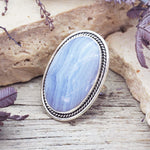 LIMITED EDITION - Statement Blue Lace Agate Ring - womens jewellery by indie and harper