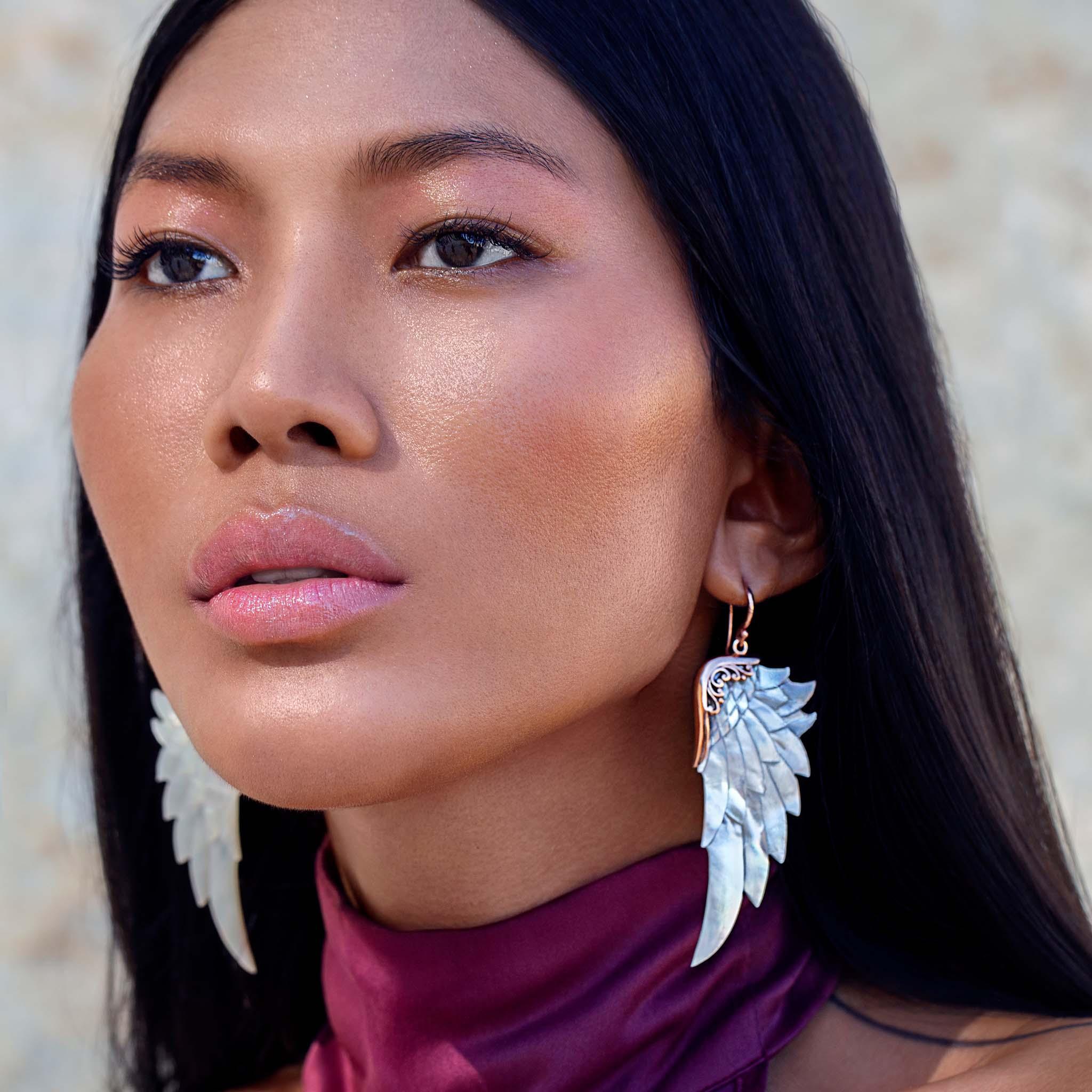 LIMITED STOCK - Lalimalu Purist Rose Angel Wing Earrings - womens jewellery by indie and harper