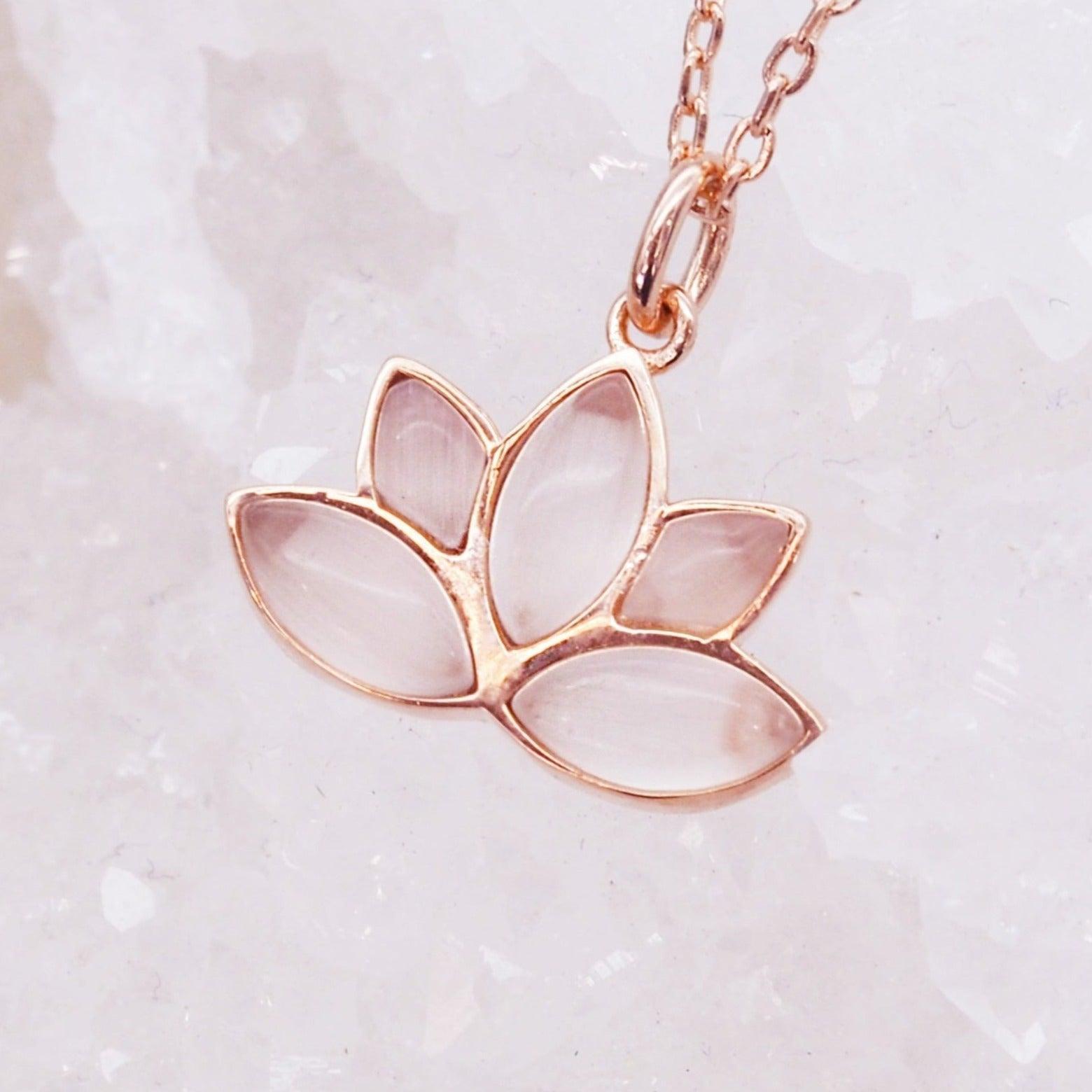 Rose Gold lotus flower pendant Necklace