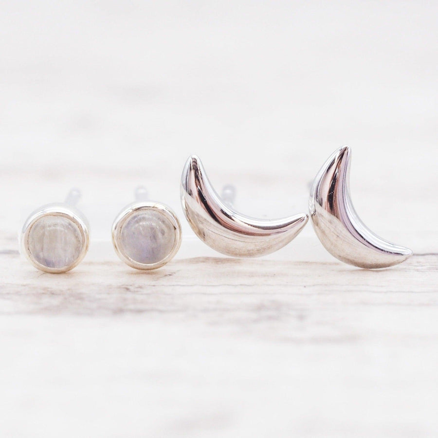 Luna moonstone Earrings Set - womens silver moonstone jewellery by indie and harper