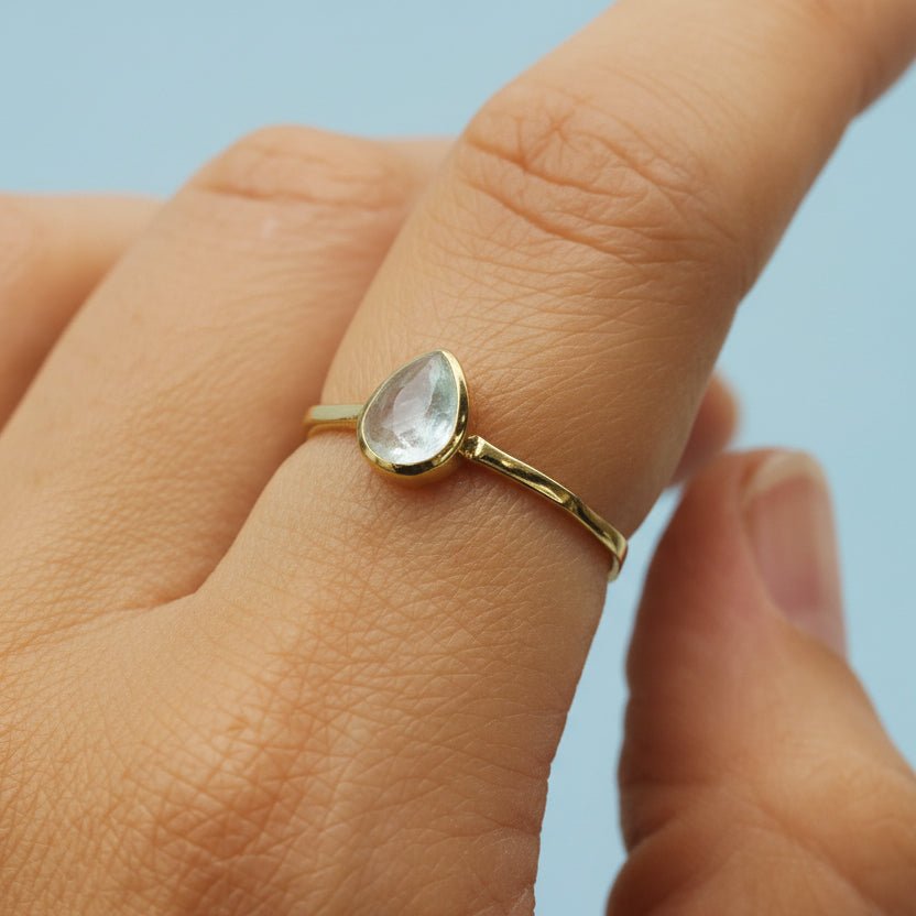 Gold march birthstone aquamarine ring - indie and harper australia