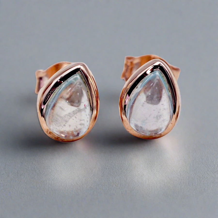 March Birthstone Earrings - Aquamarine and Rose Gold Jewellery - womens jewellery
