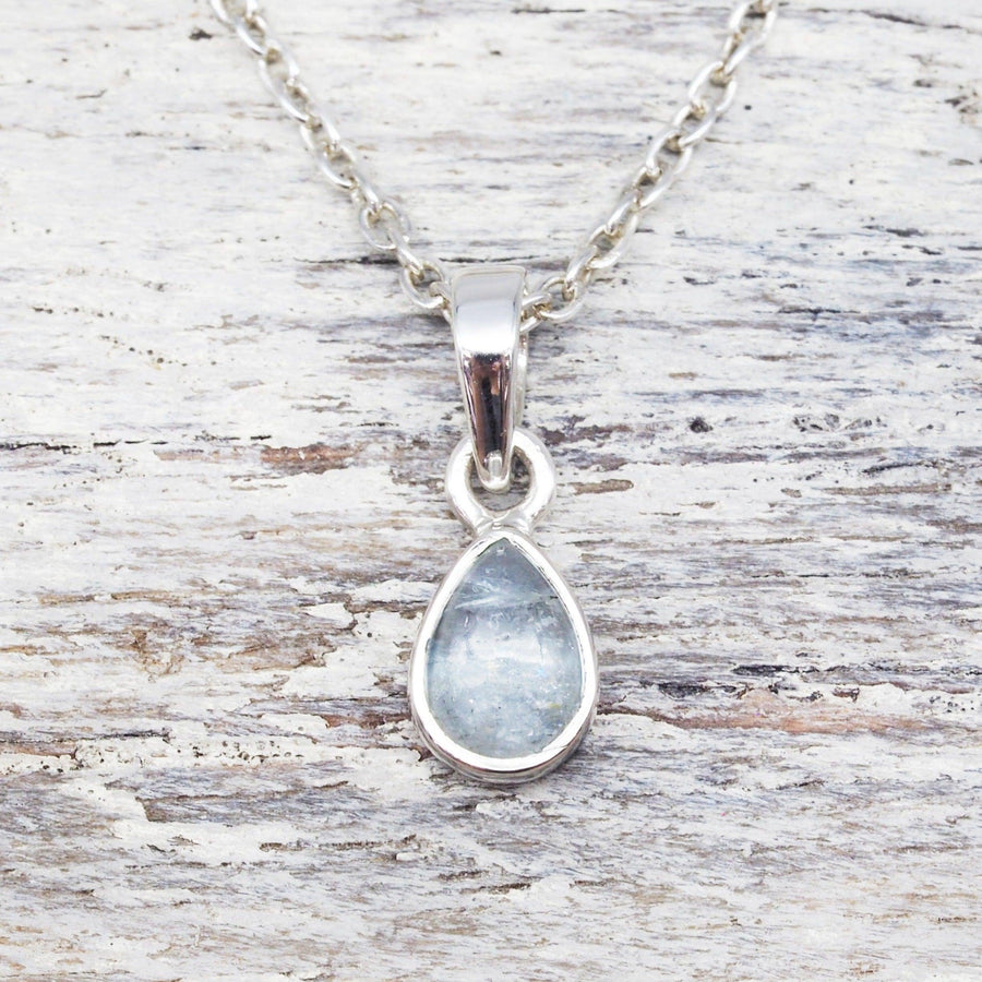 March Birthstone Necklace - sterling silver - Aquamarine necklace - womens March birthstone jewellery Australia 