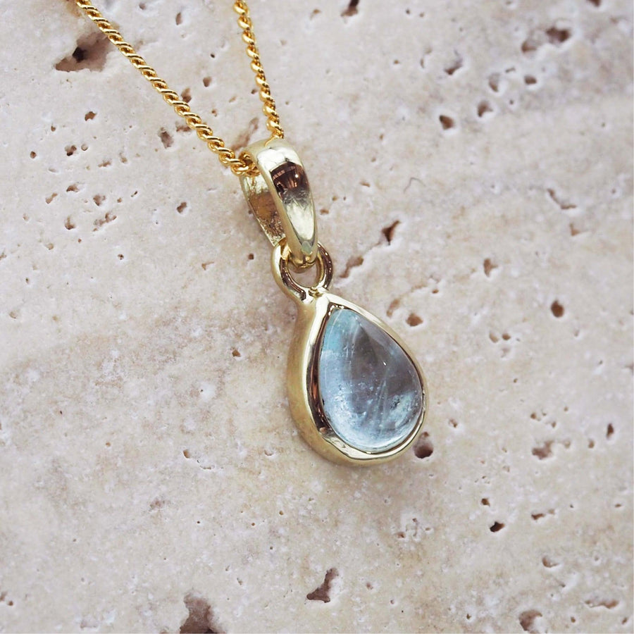 March Birthstone Necklace made with aquamarine and gold - Aquamarine jewellery - womens gold necklace