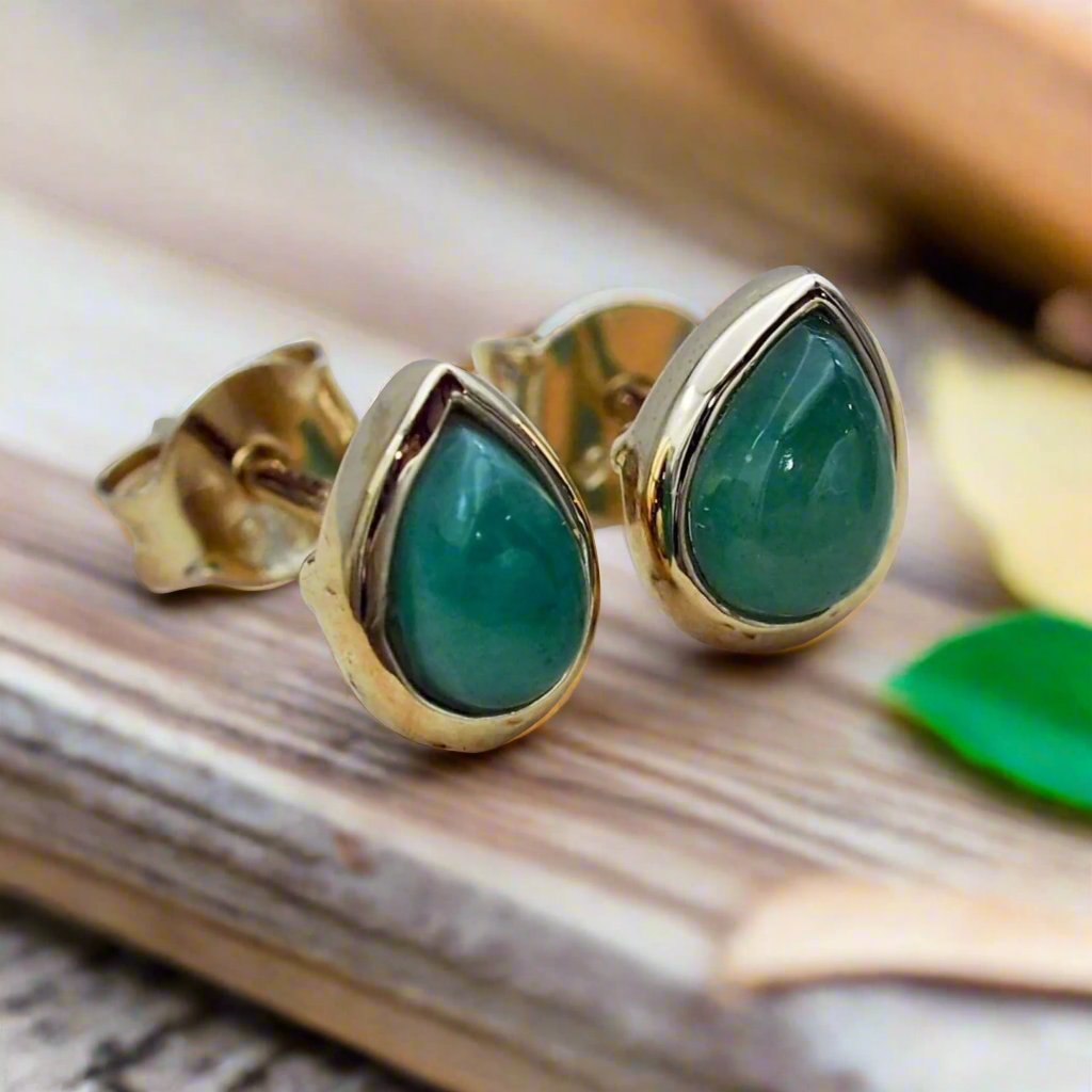 Gold May Birthstone emerald earrings by  indie and Harper australia