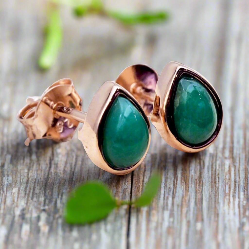 Rose Gold May Birthstone emerald earrings by indie and Harper Australia 