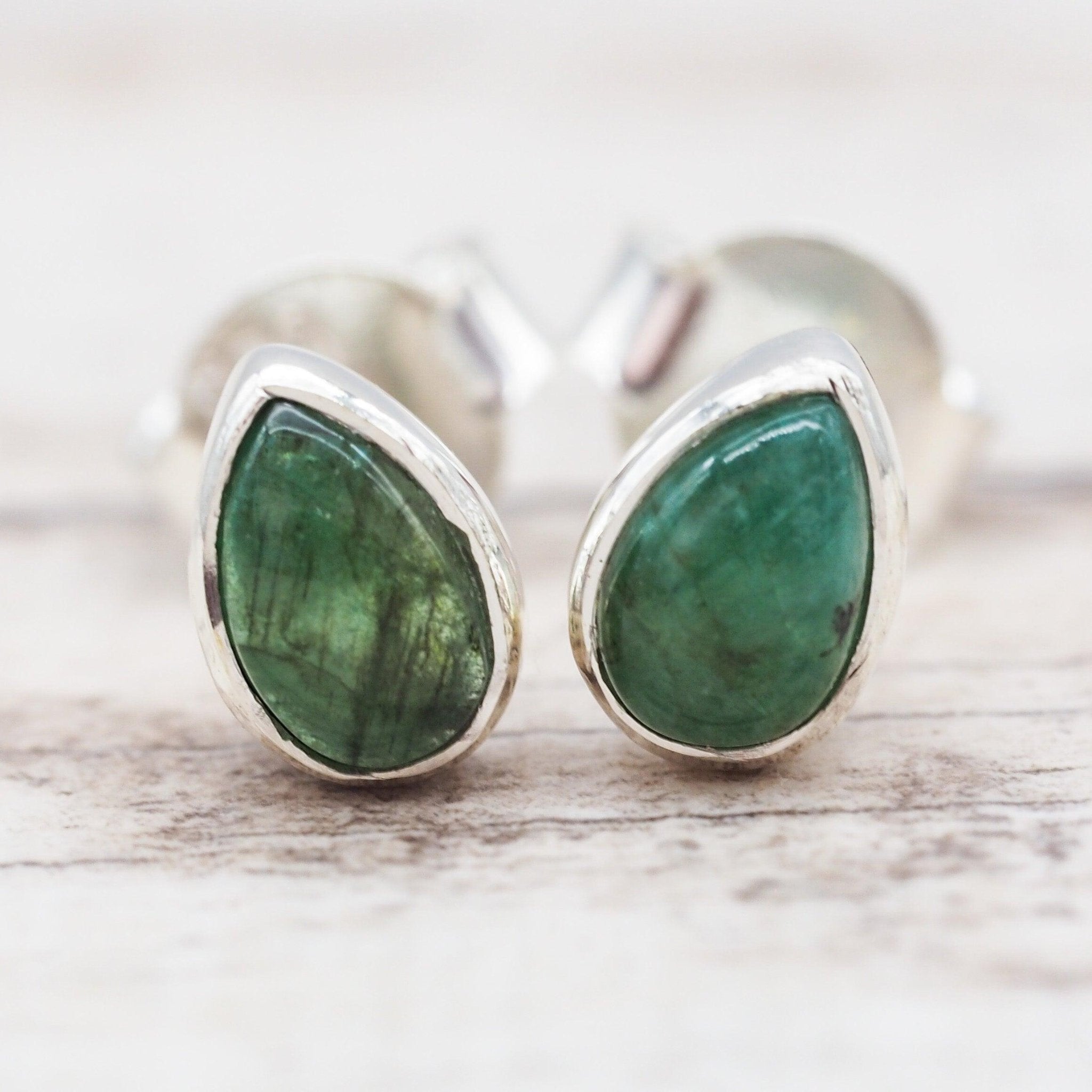 Sterling Silver May Birthstone emerald earrings by indie and Harper australia 