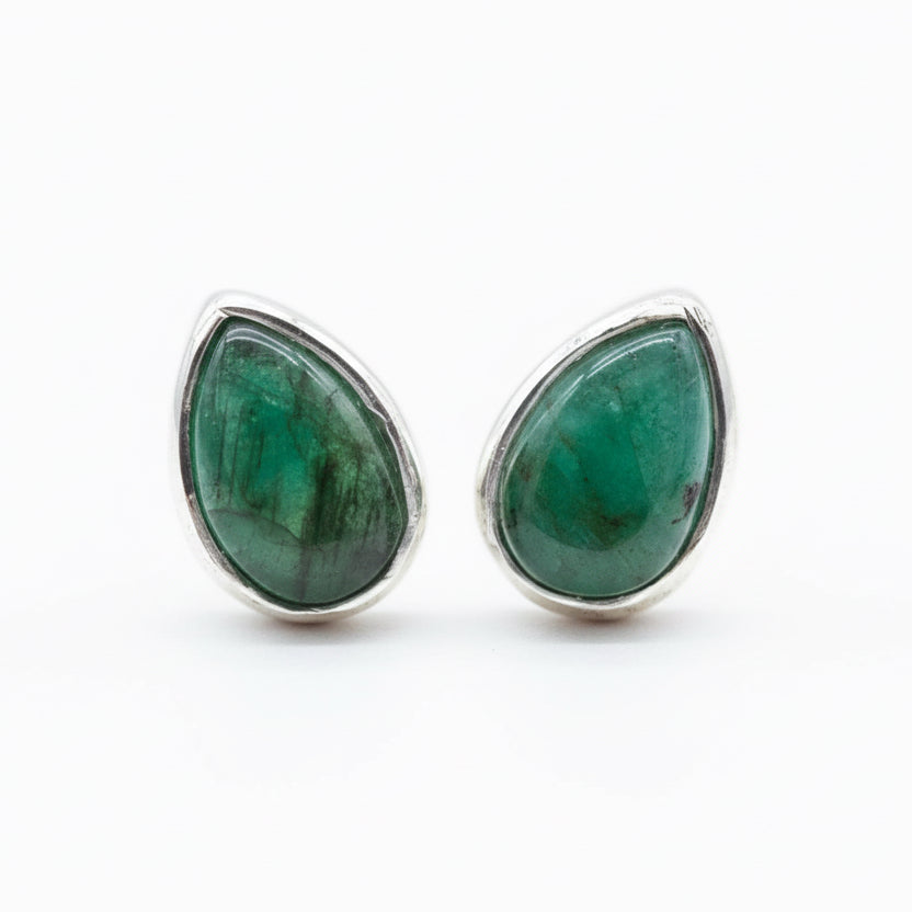 Sterling Silver May Birthstone emerald earrings by indie and Harper australia 