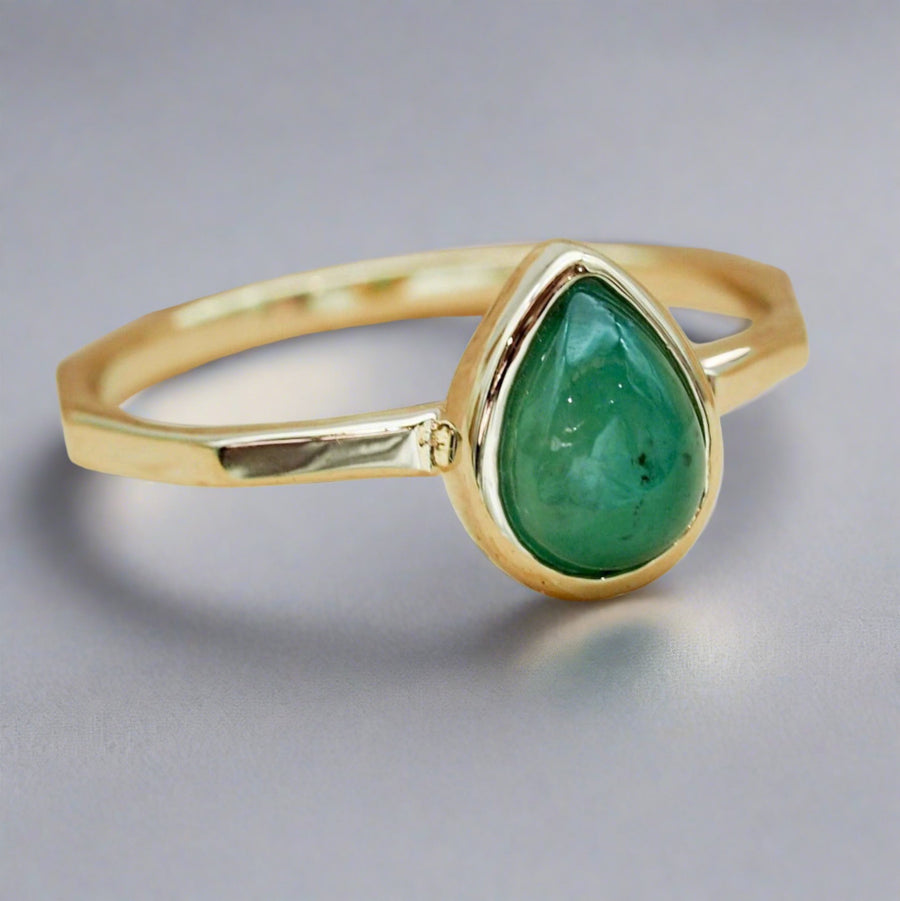 May Birthstone Ring - Gold Emerald Ring