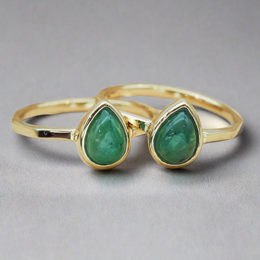May Birthstone Ring - Emerald and Gold Rings