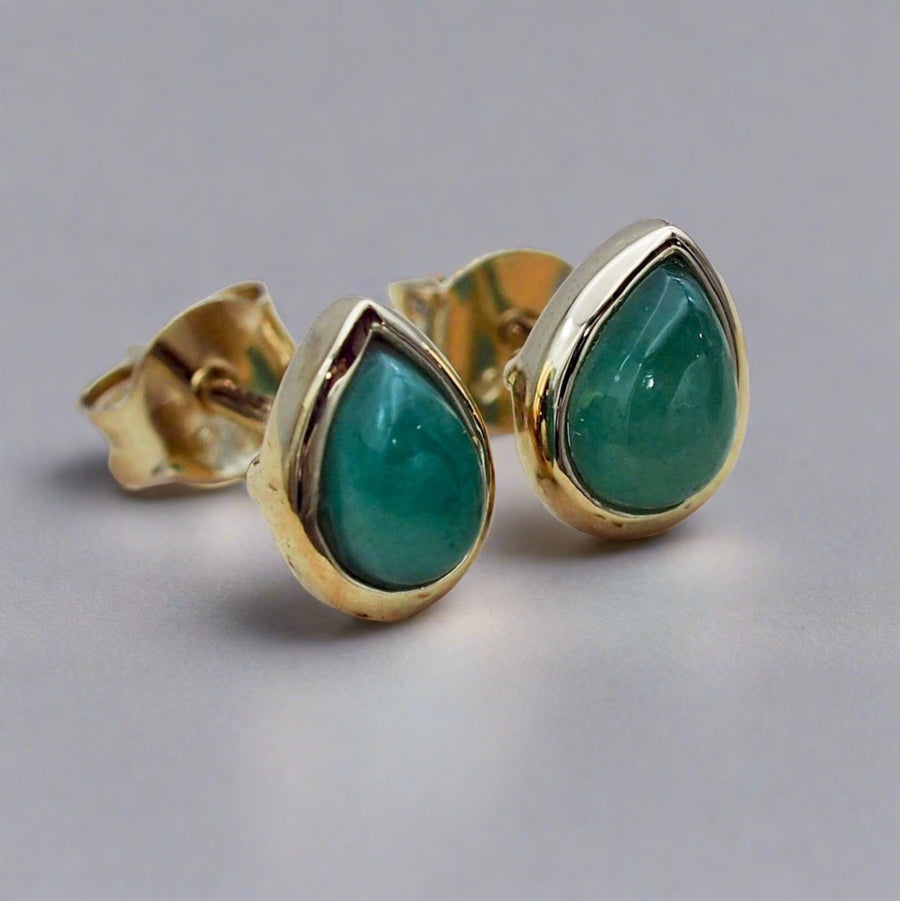 May Birthstone Earrings made with emerald and gold earrings - womens may birthstone jewellery australia