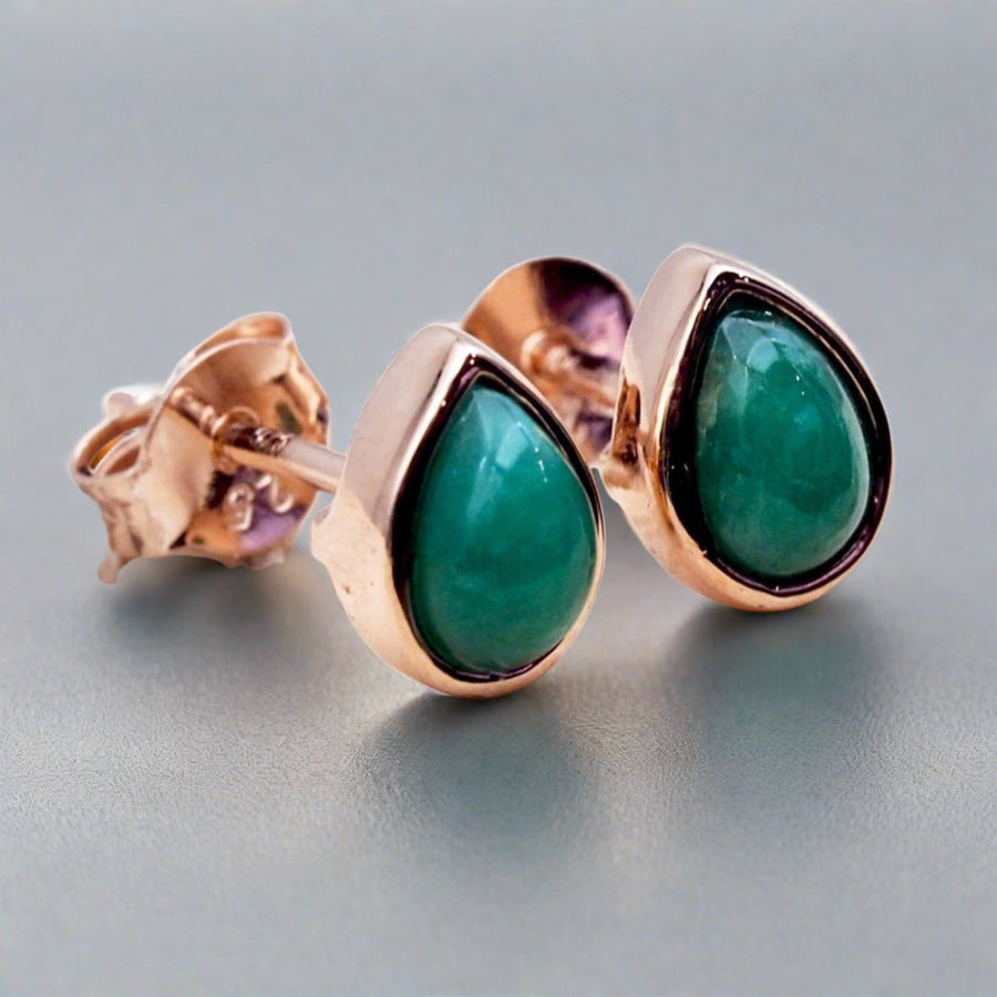 May Birthstone Earrings - rose gold and emerald earrings - womens may birthstone jewellery australia