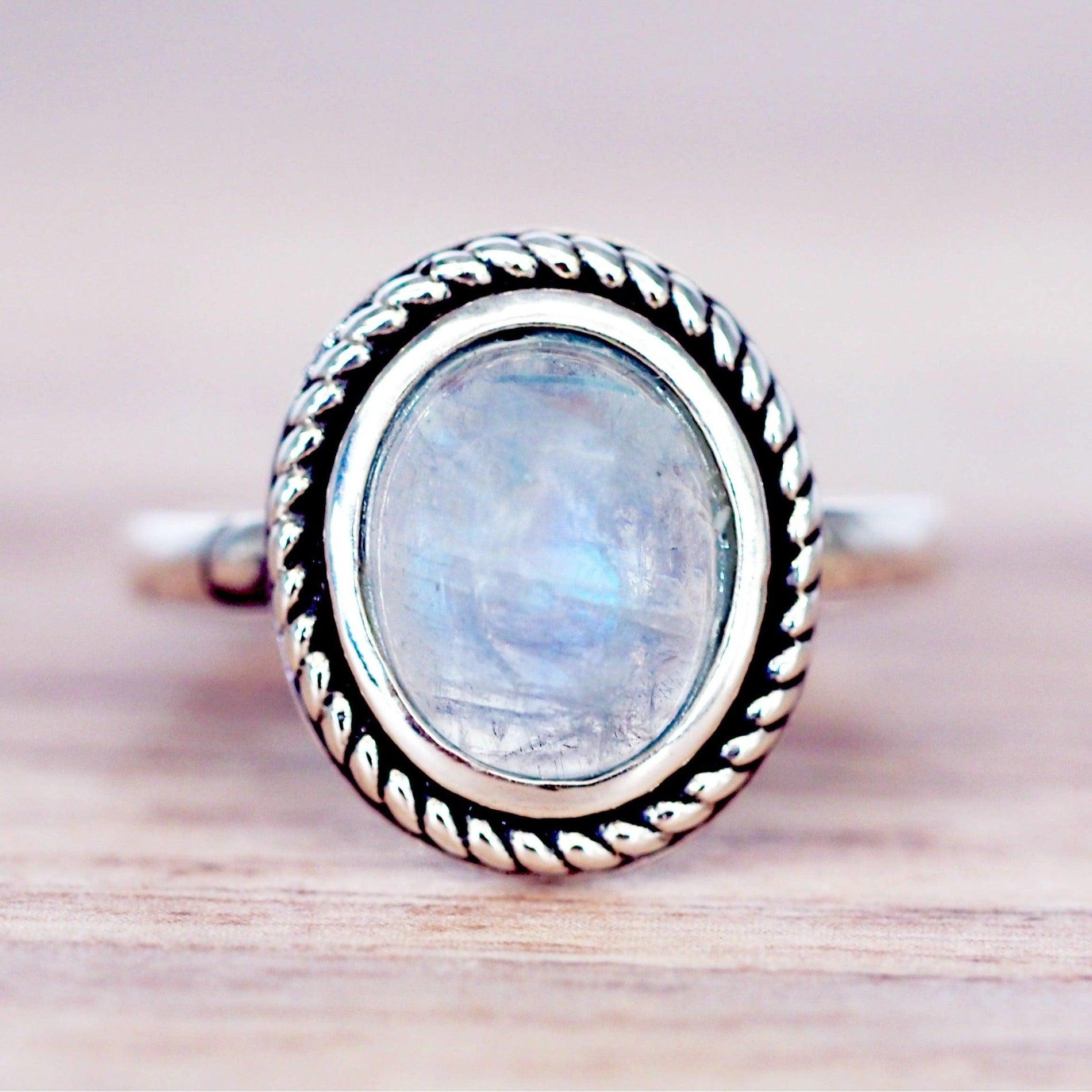 Moonstone Classic Twist Ring - womens jewellery by indie and harper