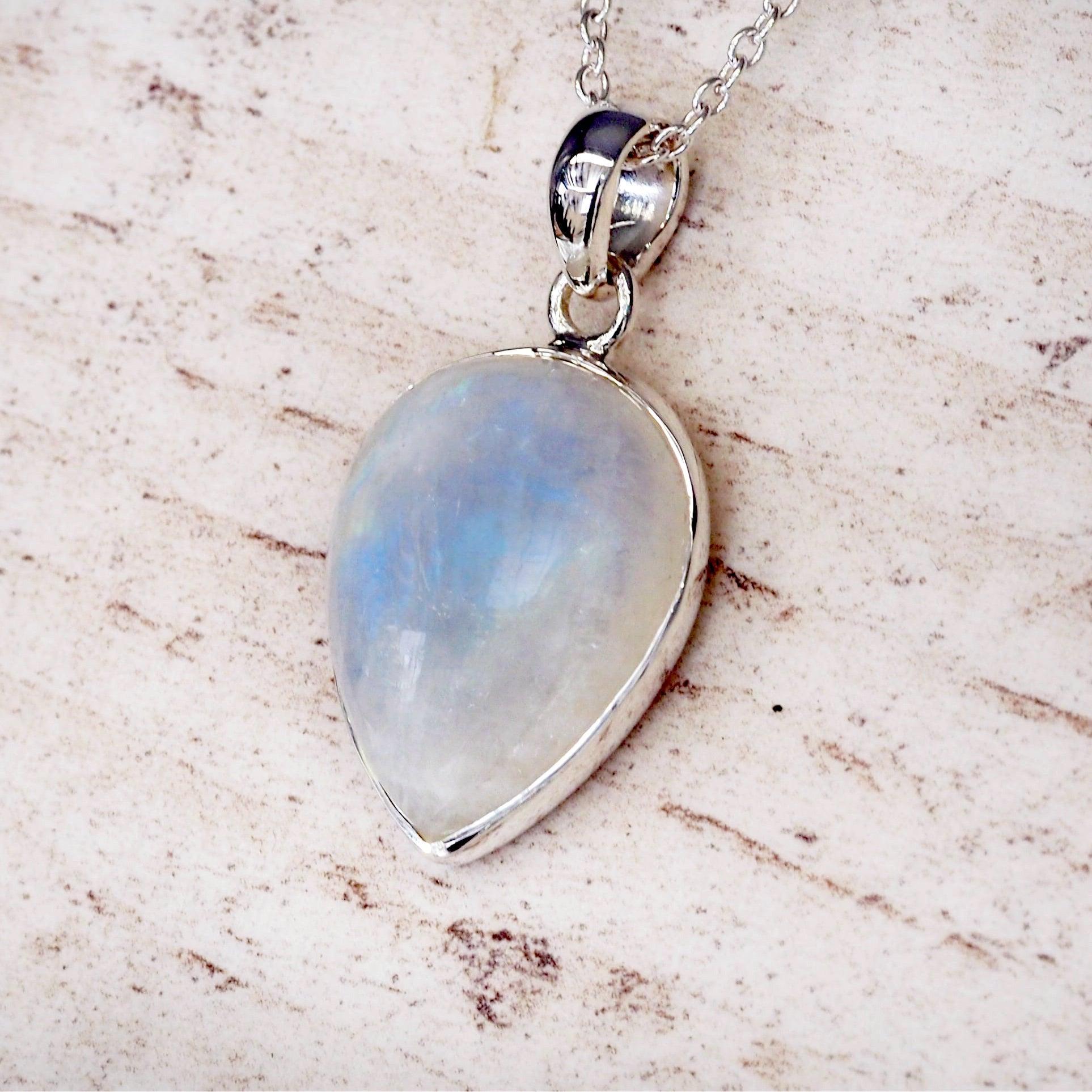 indie and harper sterling silver moonstone pendant necklace - celestial moonstone jewellery australia