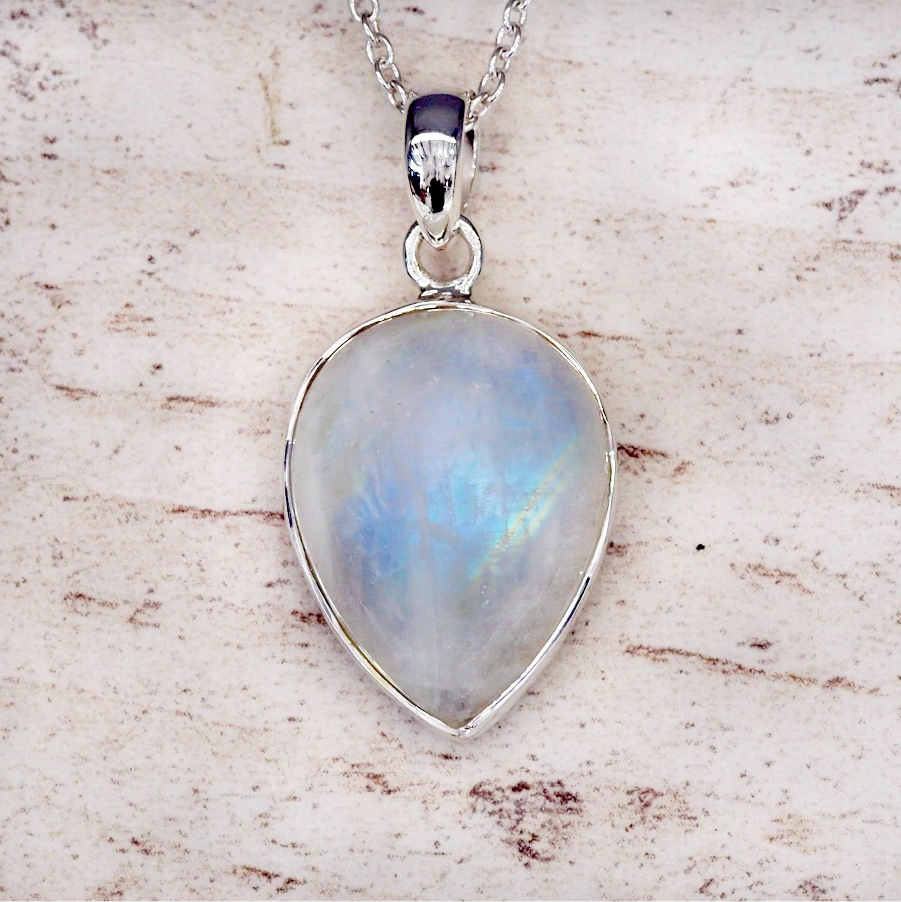 indie and harper sterling silver moonstone pendant necklace - celestial moonstone jewellery australia