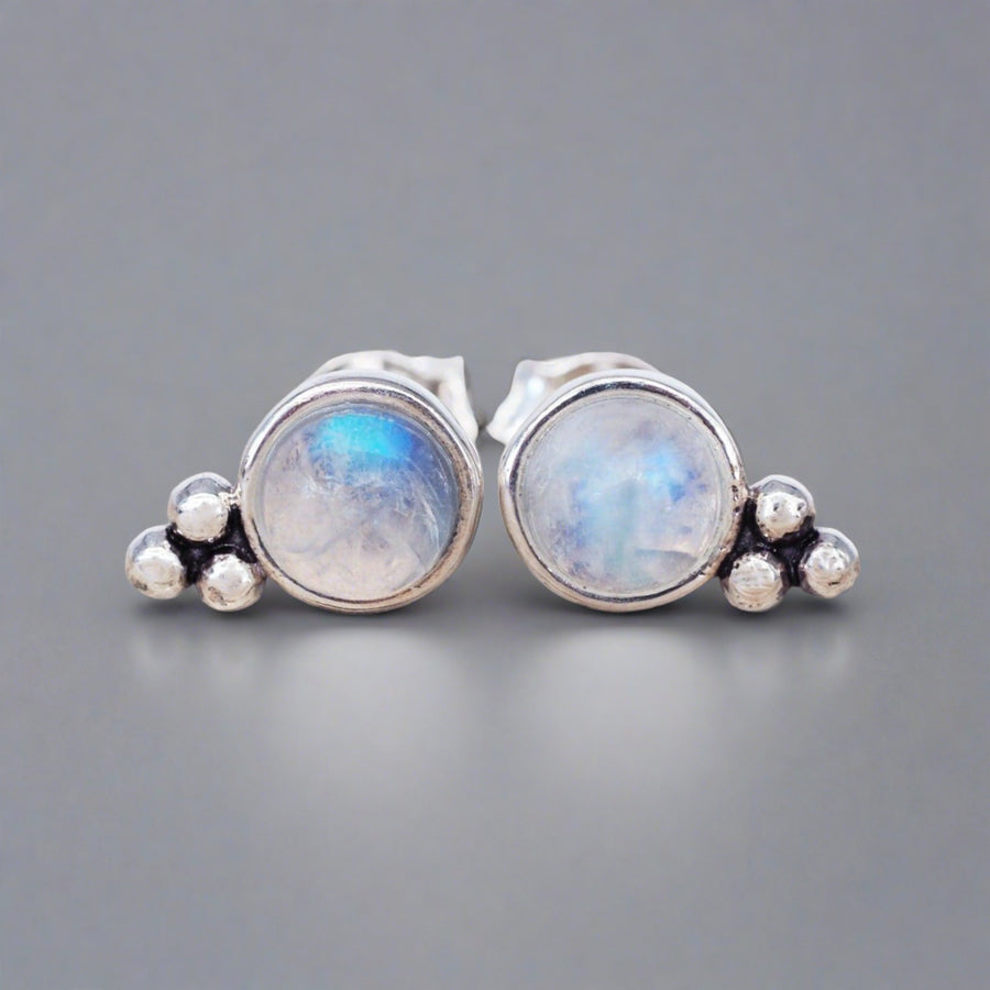Moonstone Earrings on a piece of wood - womens moonstone jewellery australia