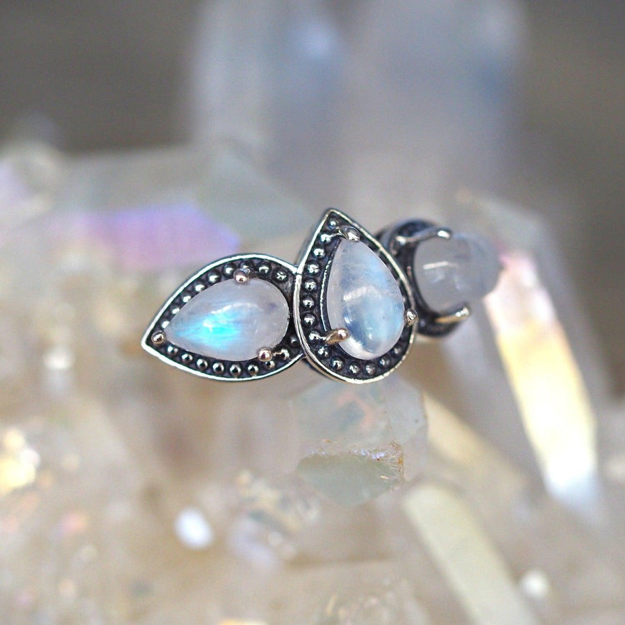 Moonstone Tiara Ring - womens jewellery by indie and harper