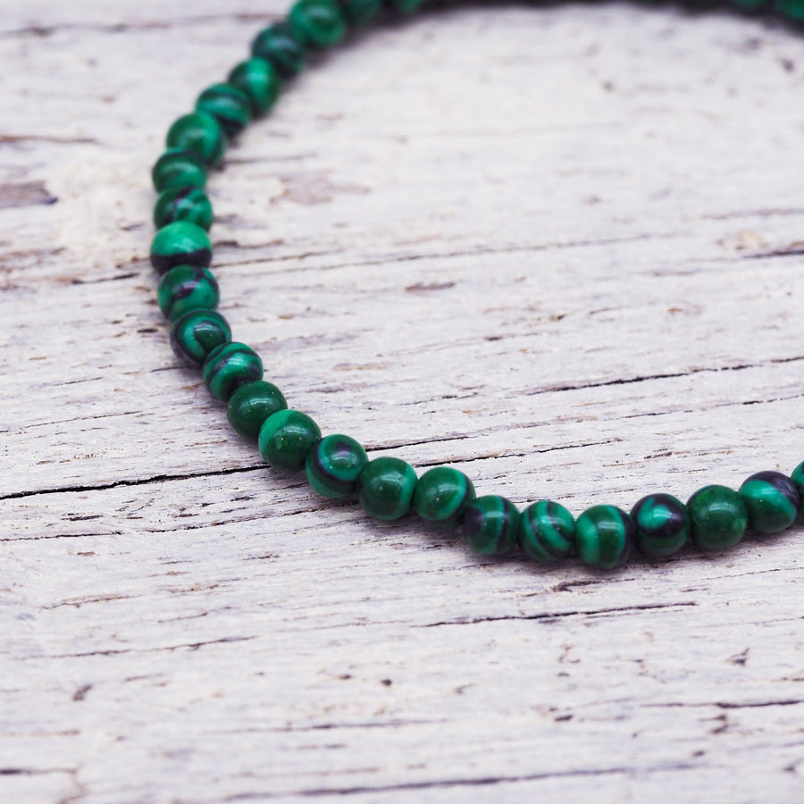 Natural malachite Beaded Bracelet - womens beaded jewellery by indie and harper