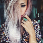 indie and harper sterling silver Navajo Half Twist Turquoise Ring being worn