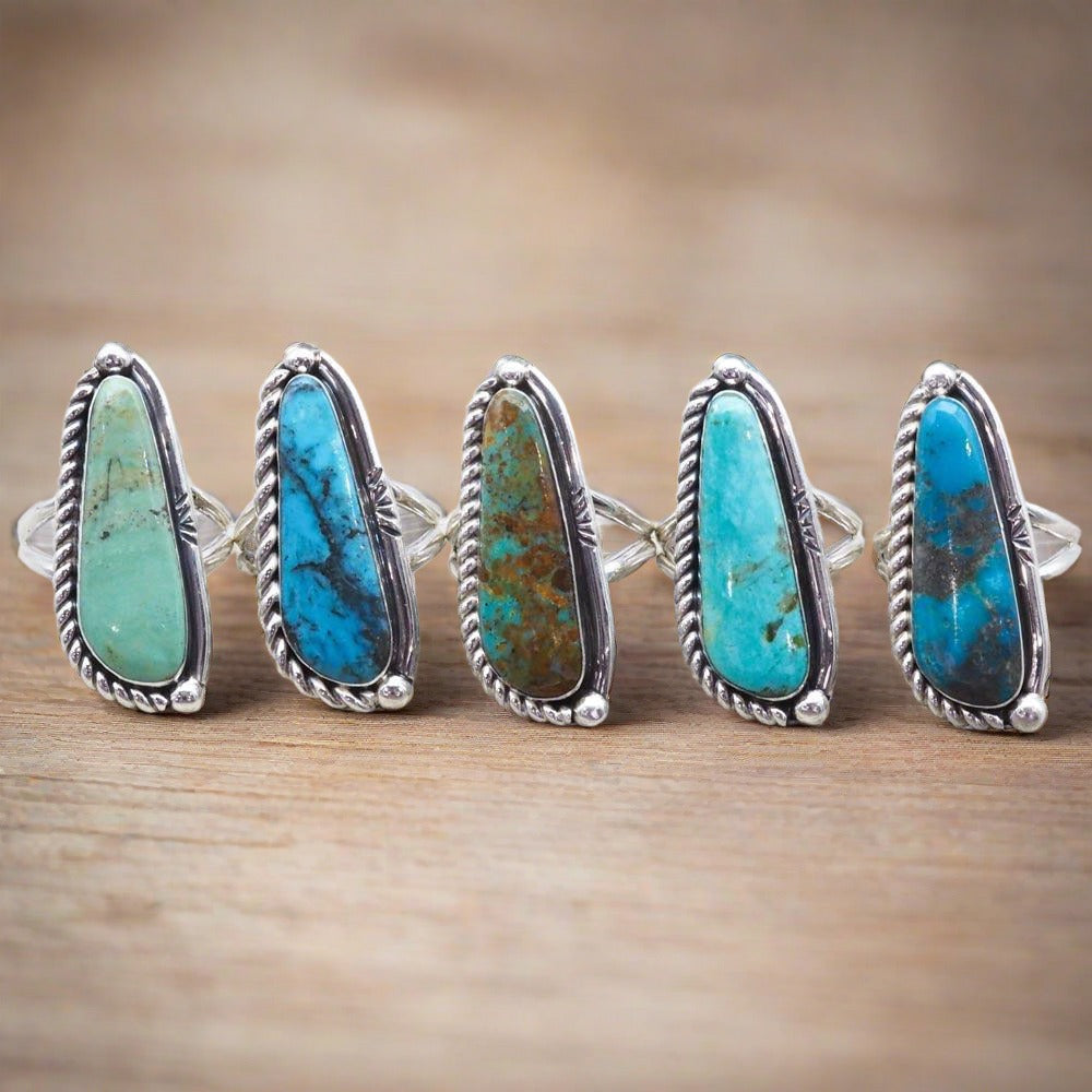 indie and harper sterling silver Navajo Half Twist Turquoise Rings