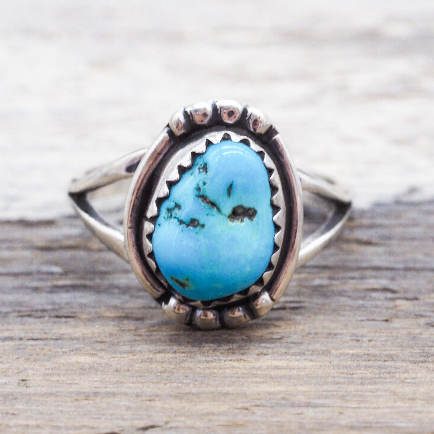 Native Turquoise Native American Turquoise Turquoise Three Stone Ring Native American