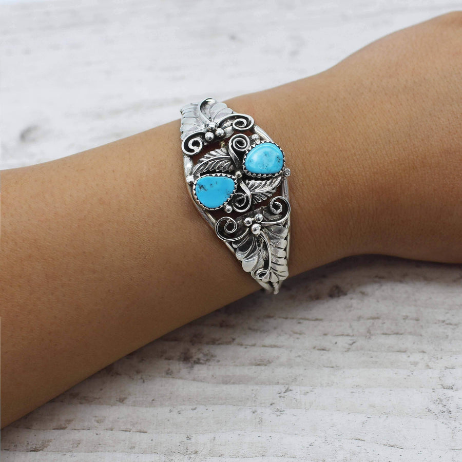 Navajo Sleeping Beauty Turquoise Cuff - womens jewellery by indie and harper