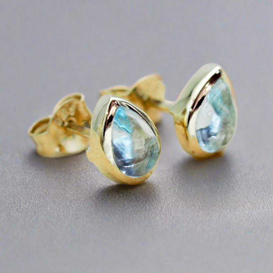 Gold November Birthstone Earrings made with Topaz gemstone - womens november birthstone jewellery australia