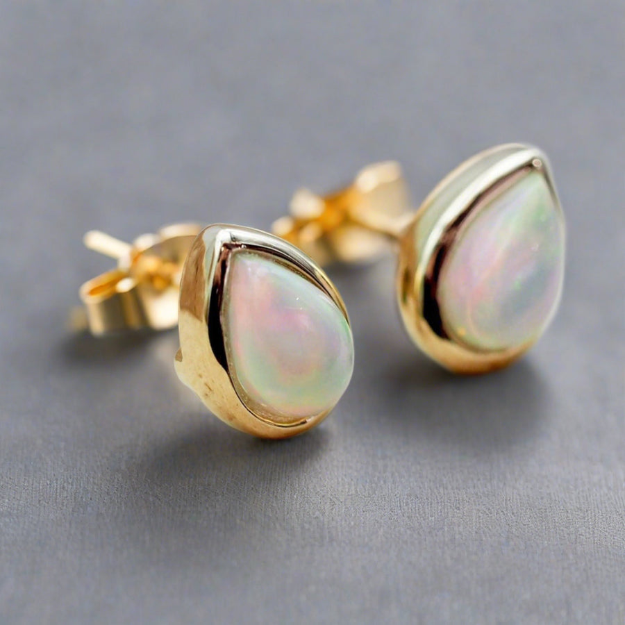 October Birthstone Earrings - gold Opal earrings