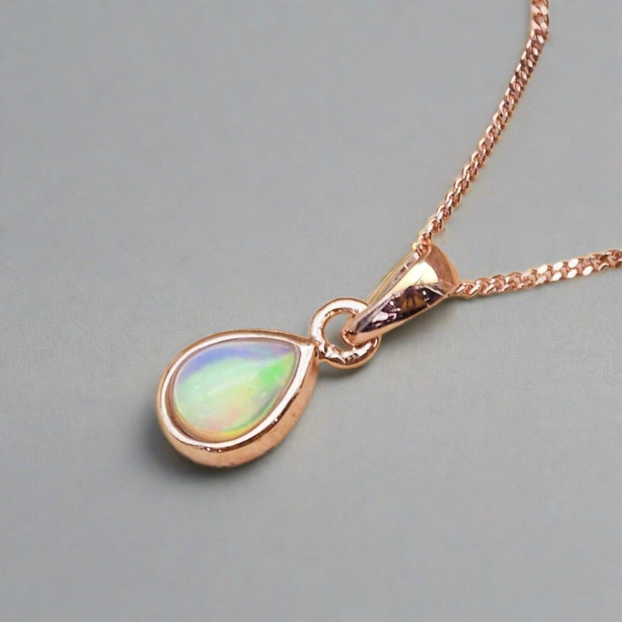October Birthstone Necklace - Rose Gold Opal necklace - womens October birthstone jewellery australia