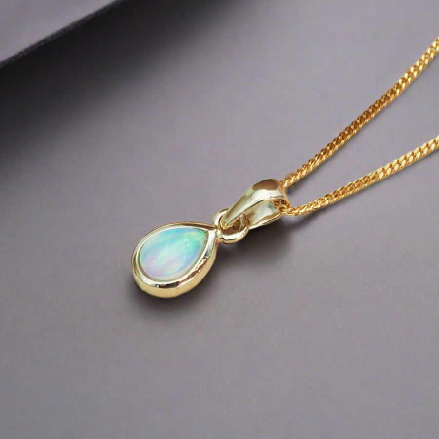 October Birthstone Necklace - gold Opal necklace - womens October birthstone jewellery australia