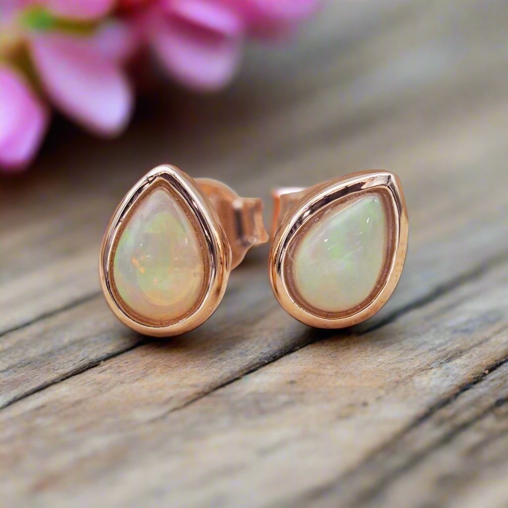 rose gold October Birthstone Opal earrings by indie and harper