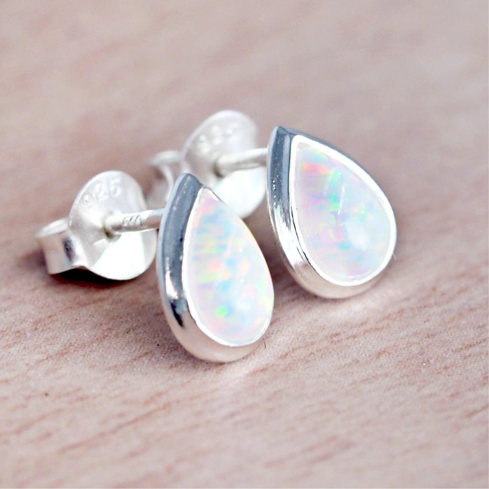 Sterling silver white Opal Earrings - opal jewellery by Australian jewellery brands indie and harper