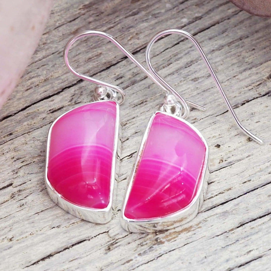 Pink Lace Agate Drop Earrings - womens jewellery by indie and harper
