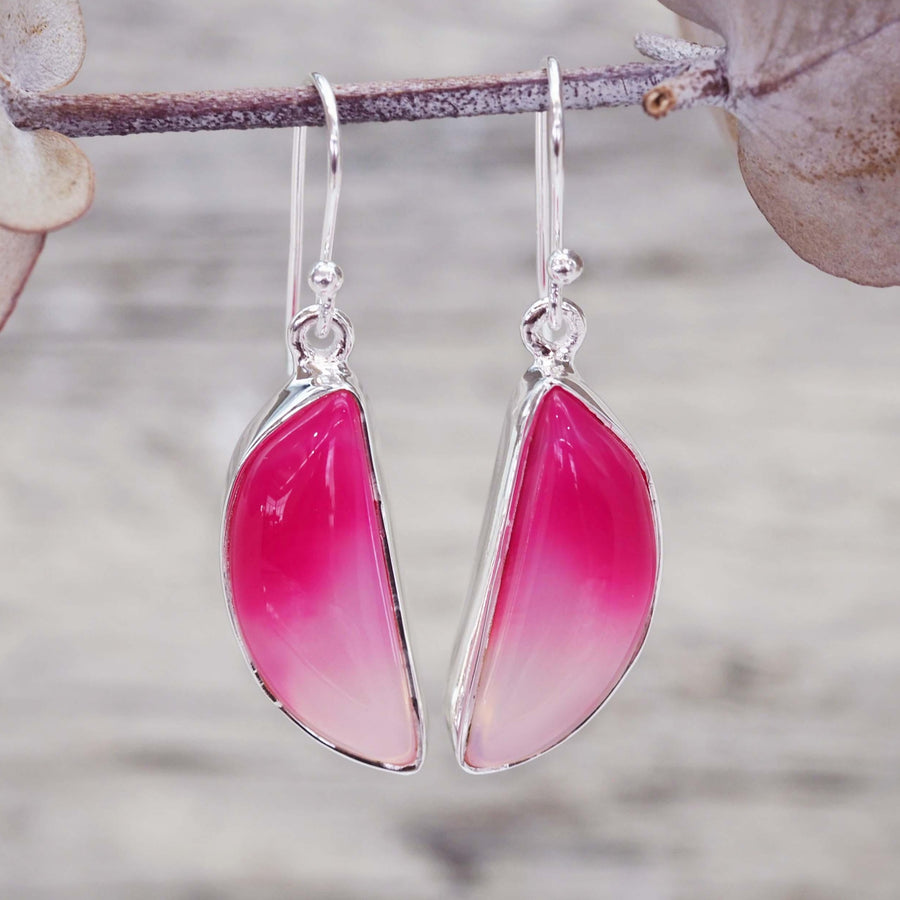 Pink Lace Agate Drop Earrings - womens jewellery by indie and harper