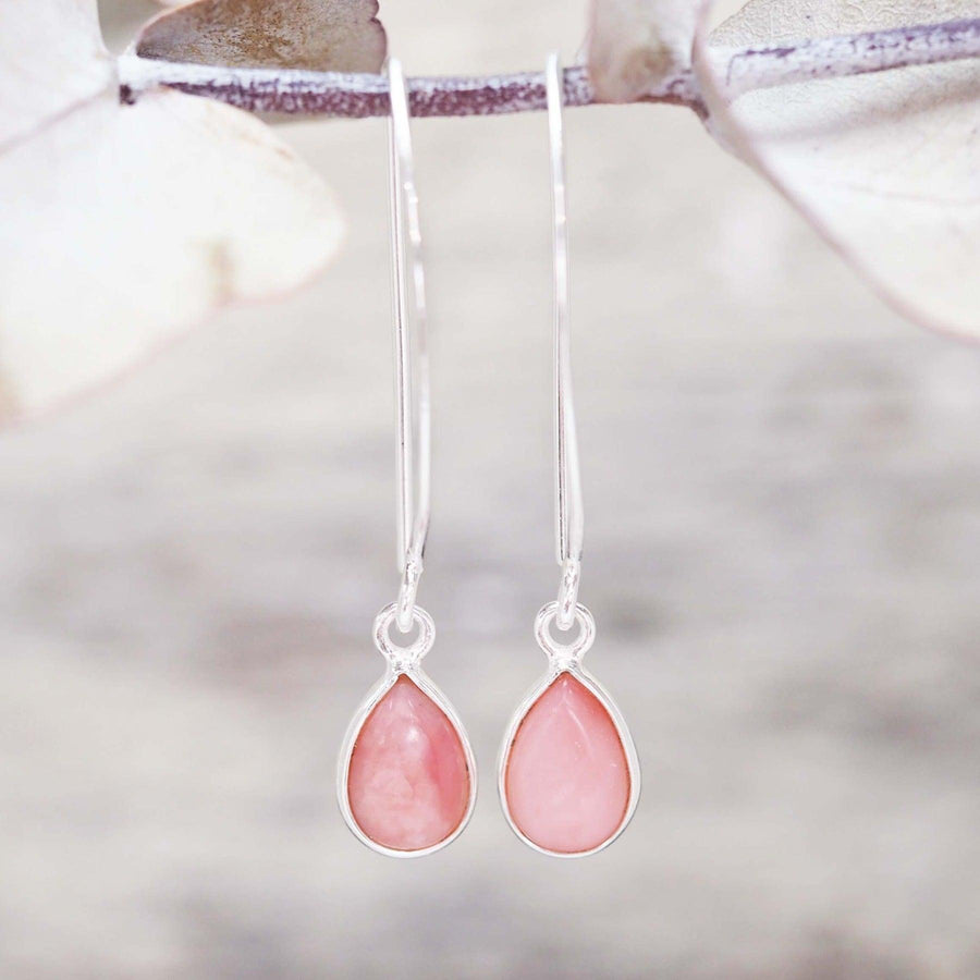 Pink Opal Drop Earrings - womens opal jewellery by indie and harper