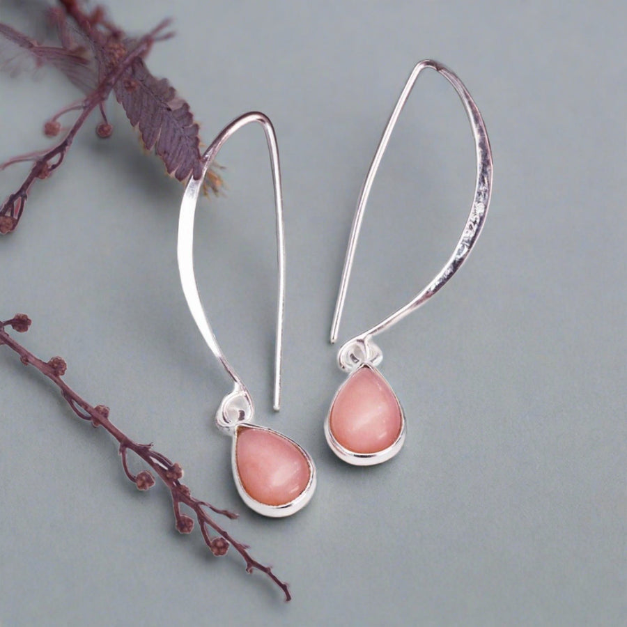 Pink Opal Drop Earrings - womens opal jewellery australia