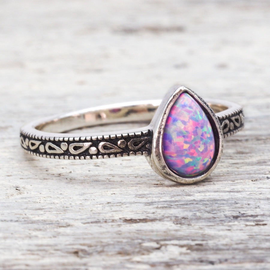 Purple Tear Drop Opal Ring - womens opal jewellery by indie and harper