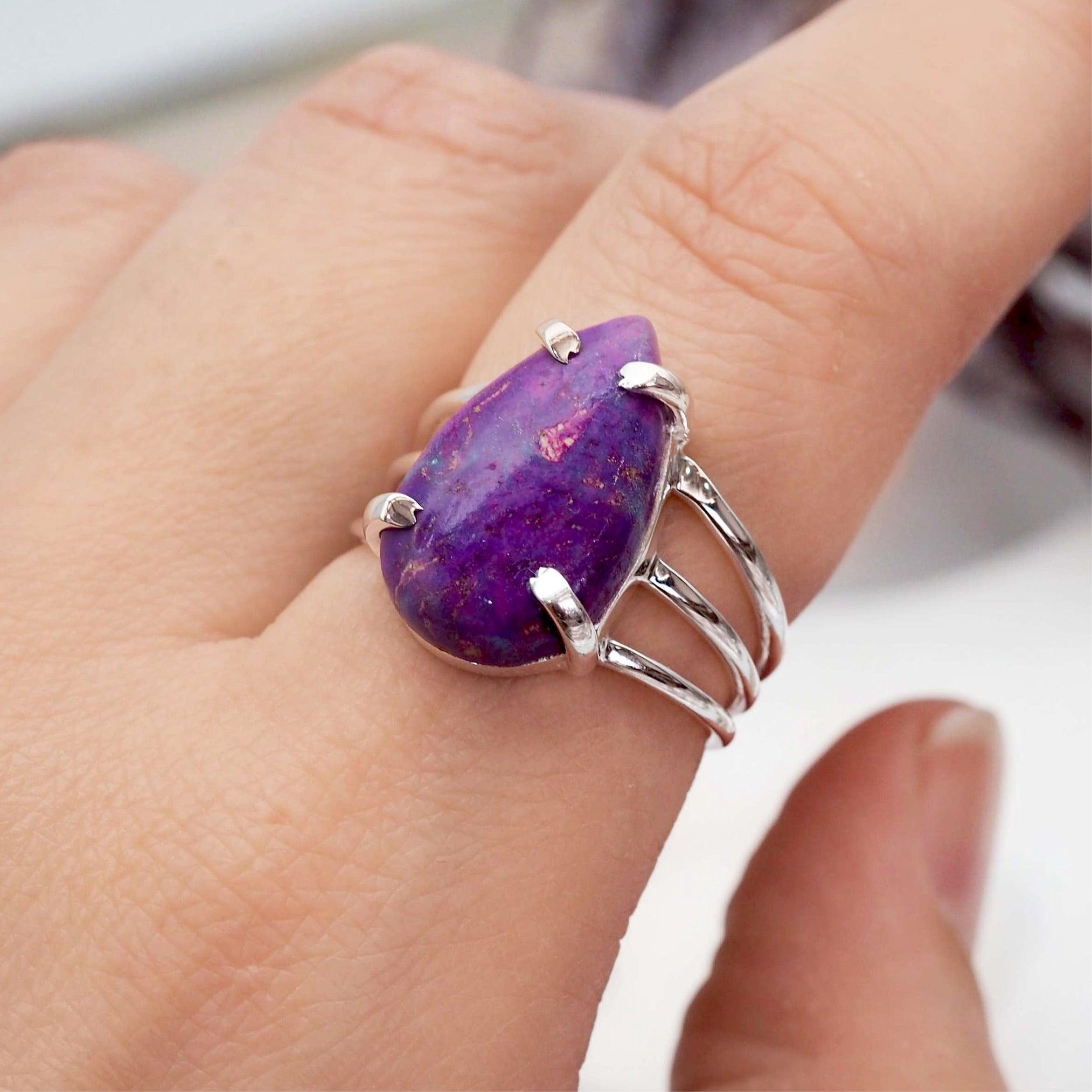 Purple Turquoise Teardrop Ring - womens jewellery by indie and harper