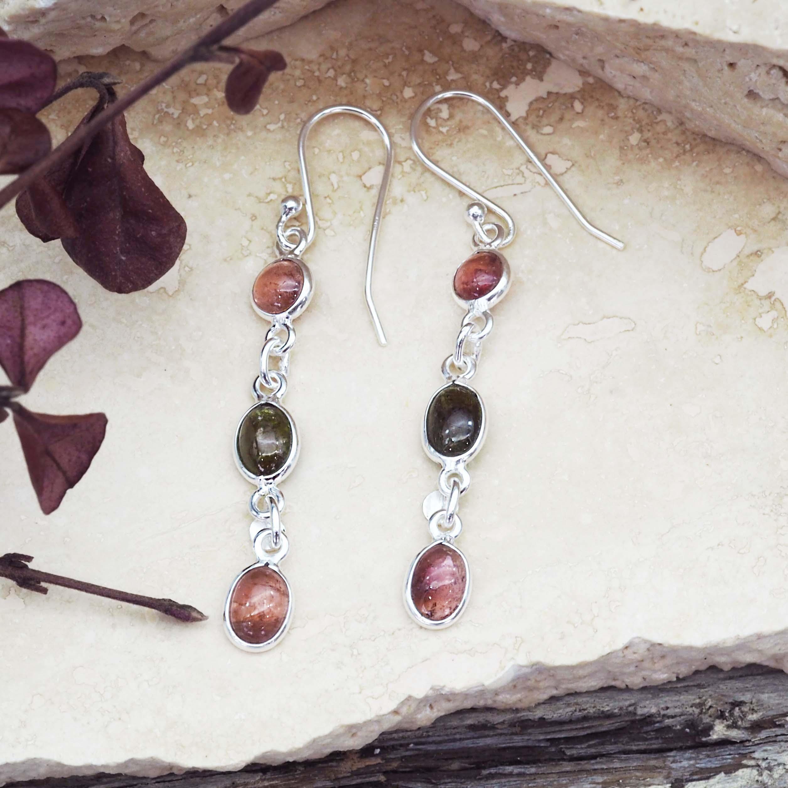 Rainbow Tourmaline Earrings - gemstone jewellery by Australian jewellery brands indie and harper