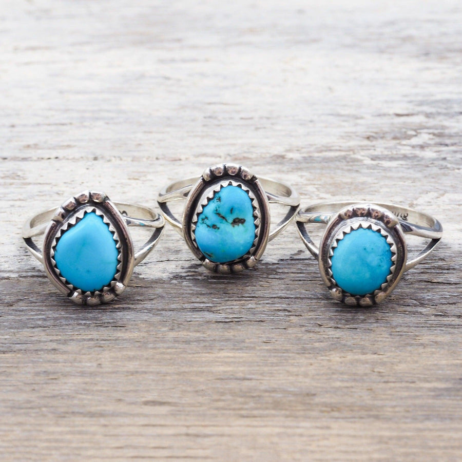Raw Turquoise Navajo Rings - native american jewelry 