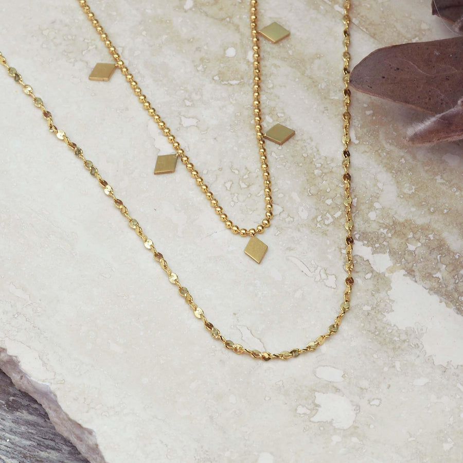 Reva gold Layered Necklace - womens gold waterproof jewellery - by Australian jewellery brand indie and harper
