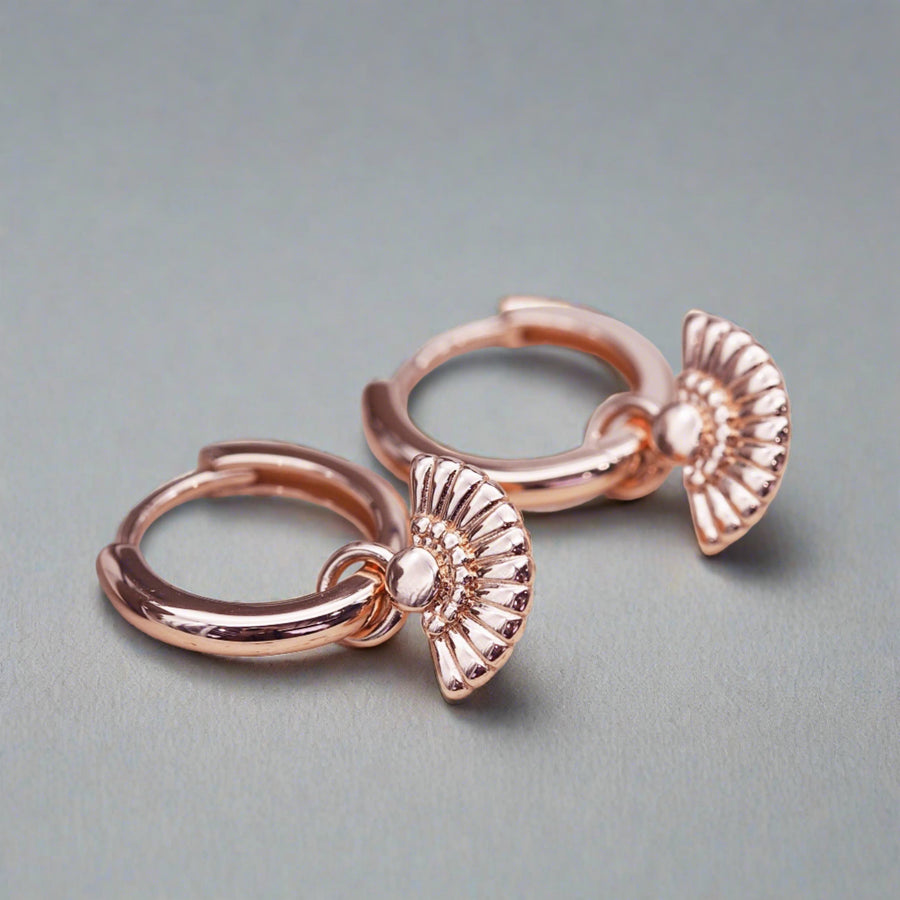Rose Gold Fan Hoops - womens jewellery by indie and harper