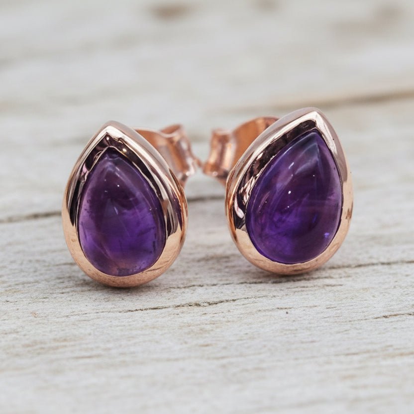 Rose Gold February Birthstone Amethyst earring by indie and harper australia