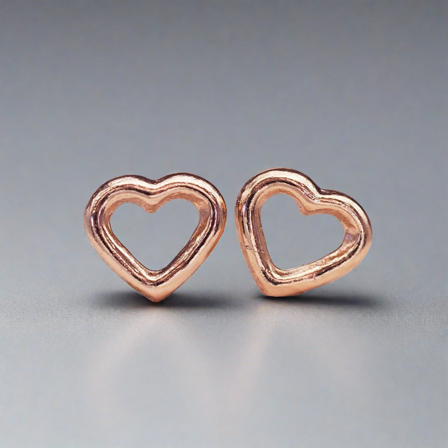 Dainty heart shaped Rose Gold Earrings - womens rose gold jewellery 