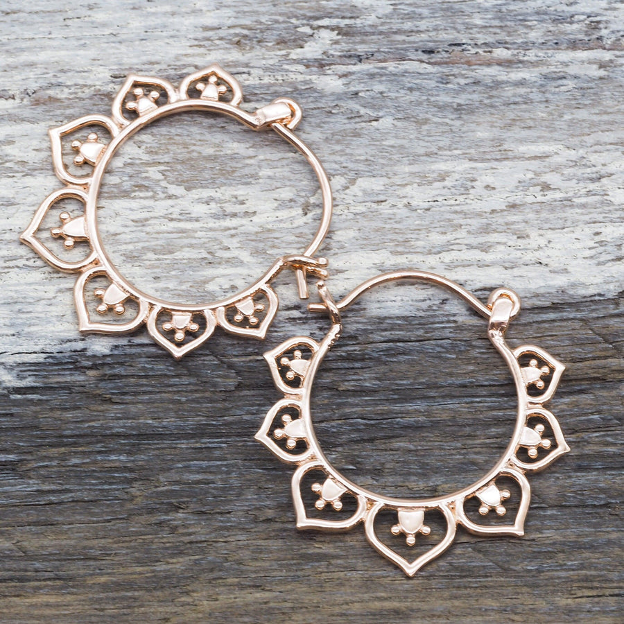 Rose Gold hoop earrings - womens rose gold jewellery 