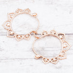 Rose Gold Lotus Hoops - womens jewellery by indie and harper