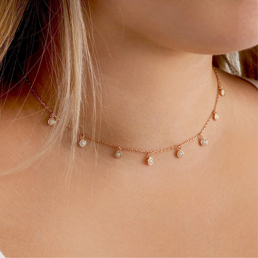 Rose Gold Opal Necklace - womens rose gold jewellery - Opal jewellery by Australian jewellery brand